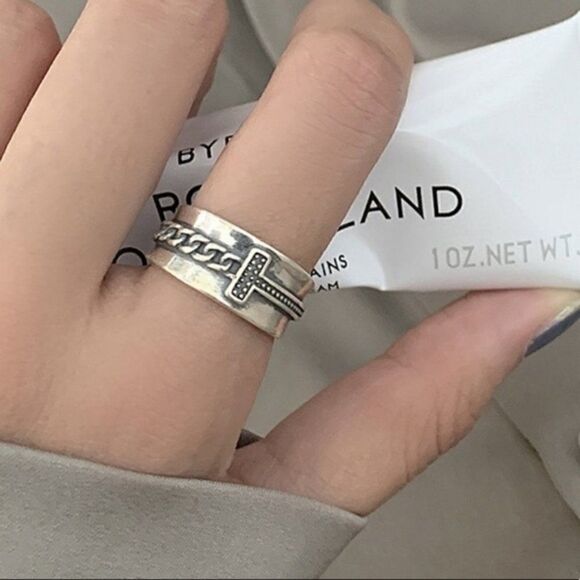 #36 TWO RINGS NEW Retro 925 Sterling Silver Cross Ring - Picture 8 of 9